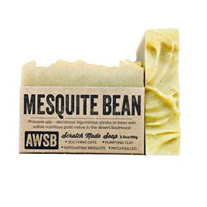 mesquite bean handmade organic bar soap with patchouli, boxed