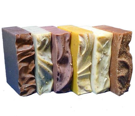 6 natural organic bar soaps, naked, no labels